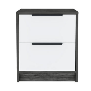HomeRoots 19" Gray Two Drawer Faux Wood Nightstand
