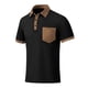 thumbnail image 4 of Blusa y camisa de manga corta con cuello vuelto para hombre, color liso, informal, holgada, con botones y bolsillo, blusa de manga corta con cuello vuelto, blusa de poliéster para hombre, 4 of 8