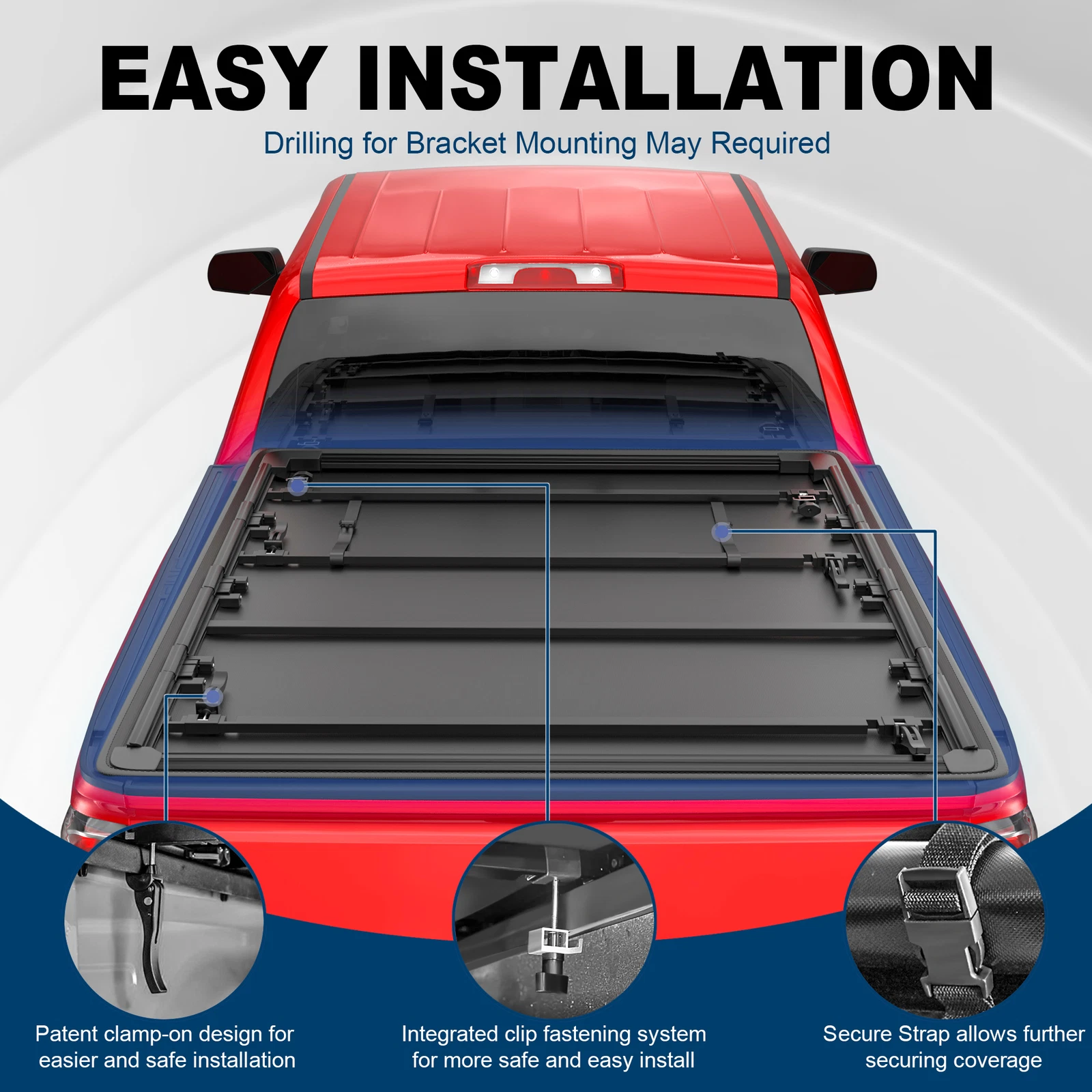 MOSTPLUS 4-Fold 6.5FT Soft Tonneau Cover for 2019-2024 Chevy Silverado GMC Sierra 1500