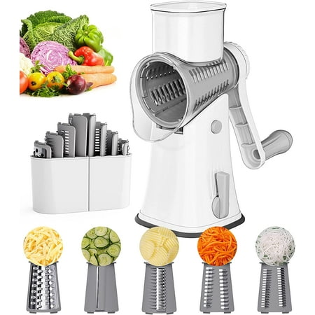 

Diancom Manual Cheese Rotary Grater - Round Mandoline Slicer Shredder(Milky white)