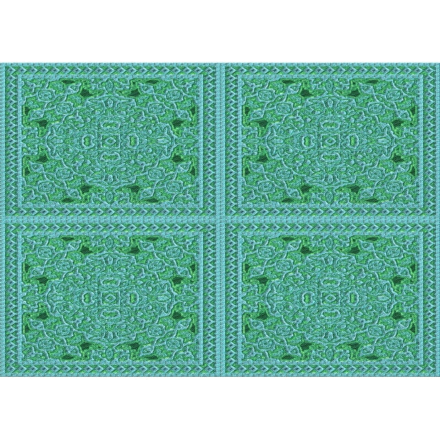 Ahgly Company Machine Washable Indoor Rectangle Transitional Turquoise Green Area Rugs, 2' x 5'