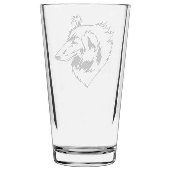 Rough Collie Dog Themed Etched All Purpose 16oz Pint Glass