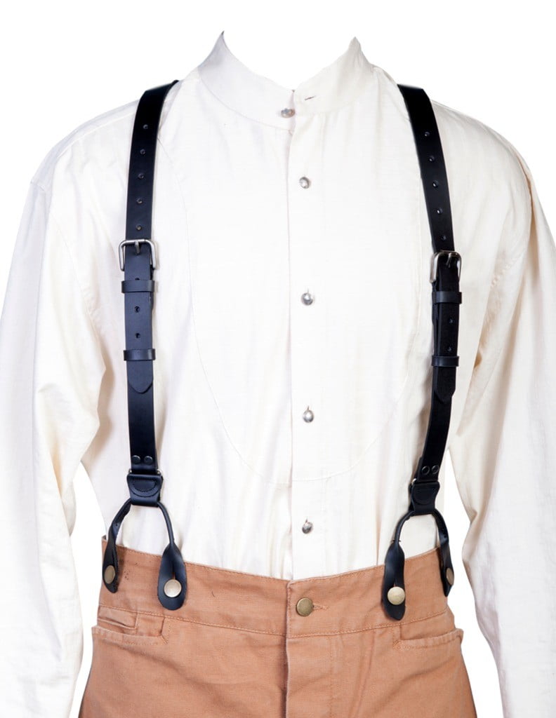 Scully - Scully Western Mens Suspenders Leather Y Back Attachment Loops