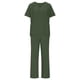 thumbnail image 5 of Conjunto de uniforme médico para mujer, color sólido, 2 piezas, camiseta de manga corta con cuello en V y pantalones con cintura elástica, uniforme de enfermería con bolsillos., 5 of 8