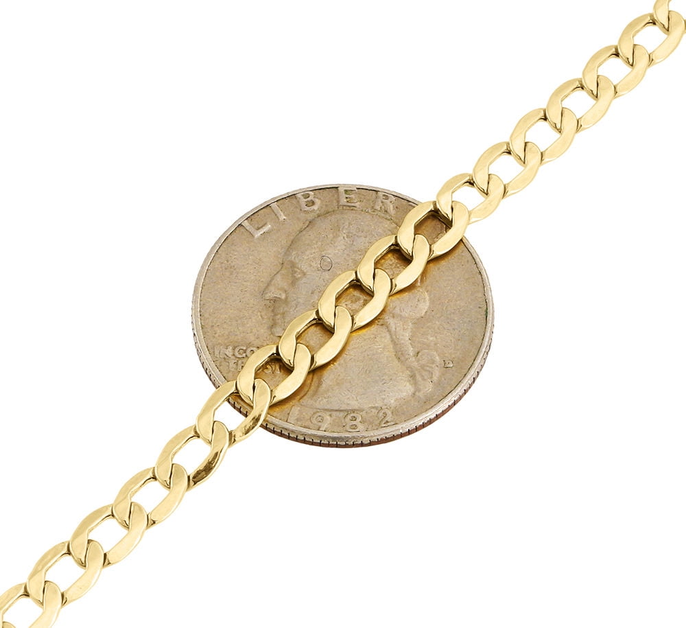 10K Yellow Gold 5.40mm Plain Hollow Cuban Curb Chain Link Necklace 20 Inches