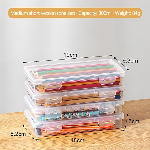 VBXOAE Extra Large Capacity Translucent Plastic Pencil Case: Stackable Storage Organizer Box for Office Supplies-Snap-Tight Lid and Handles for Secure Storage of Pencils,Markers,and Art Supplies