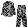 thumbnail image 4 of SCRAWLGOD Zebra Print Grey Black 2 Pieces Mens Pajama Set, Soft Notch Collar Long Sleeve Sleepwear with Pockets, Cozy Wrinkle-Free Lightweight Button-Down Pjs for Men, M, 4 of 6