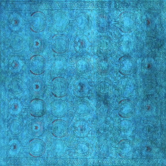 Ahgly Company Indoor Square Persian Light Blue Bohemian Area Rugs, 3' Square