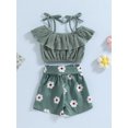 thumbnail image 4 of Coduop Toddler Girls Summer Outfit Set Cold Shoulder Sling Tops and Floral Shorts 2Pcs Clothes Set, 4 of 8