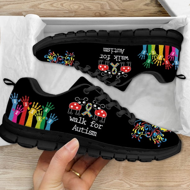 Nuevas zapatillas de deporte casuales de moda para mujer, zapatillas planas resistentes al desgaste con patrón de concientización sobre el autismo para mujer, zapatos deportivos para exteriores