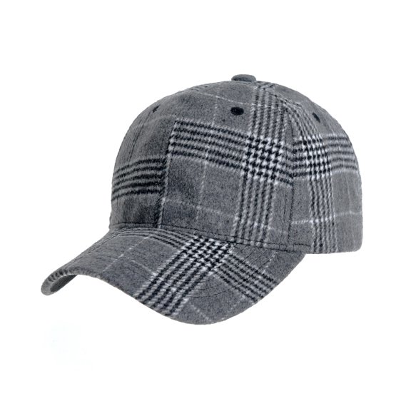 WITHMOONS Plaid Checked Baseball Cap Winter Soft Outdoor Dad Hat YZ10098 (Grey)