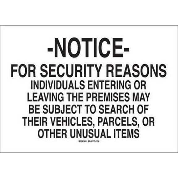 Security Sign, Brady, 95462, 14"Hx20"W