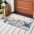 thumbnail image 5 of Ocean Washable Small Entryway Area Rugs 2'x3', Blue Beige Starfish Shells Plant Leaves Flowers Retro Low Pile Throw Rug Non-Slip Sturdy Edge Binding Carpet for Front Door Floor Room Entry, 5 of 9