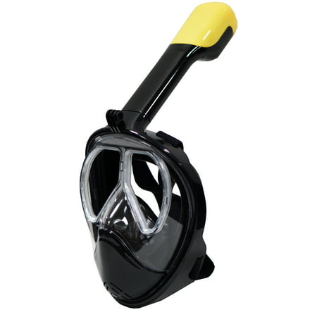 Snorkel Master Black Full Face Prescription Mask w/ GoPro Clip, (Best Prescription Snorkel Mask)