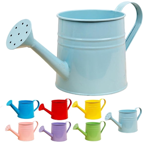 1L Metal Garden Watering Can - Light Blue Gardening Tool Sprinkling Can for Indoor & Outdoor Plants, Home Garden, Lawn, Patio, Balcony & Small Plant Care