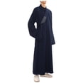 thumbnail image 2 of iixpin Men's Monk Robes Ritual Meditation Gown Loose Fit Sides Split Robe Theme Party Costume Navy Blue M, 2 of 7
