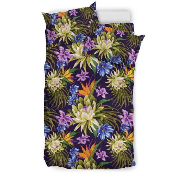 Juego de cama con estampado de nenúfares Wl08