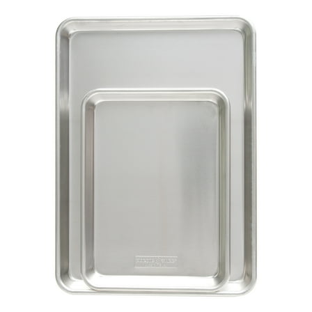 Nordic Ware Naturals Aluminum Quarter Sheet & Half Sheet Baking Pan Set, Silver