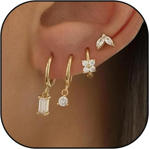 shiyou-Gold Hoops Earrings for Women Cartilage Earrings Earring Sets for Multiple Piercing Gold Earring Stack Small Gold Hoop Earrings Gift for Teen Girls
