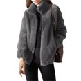 thumbnail image 3 of Sherpa Fleece Jackets for Women Casual Solid Long Sleeve Zipper Hooded Plush Coat Winter Warm Sweater Tops, 3 of 5