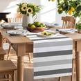 thumbnail image 2 of Table Runner 70 Inches Long for Kitchen Dining, Grey Ombre Stripe Dresser Scarf Farmhouse, Dining Table Decorations for Wedding/Parties, Modern Farmhouse Vertical Striped 13 x 70 In, 2 of 8