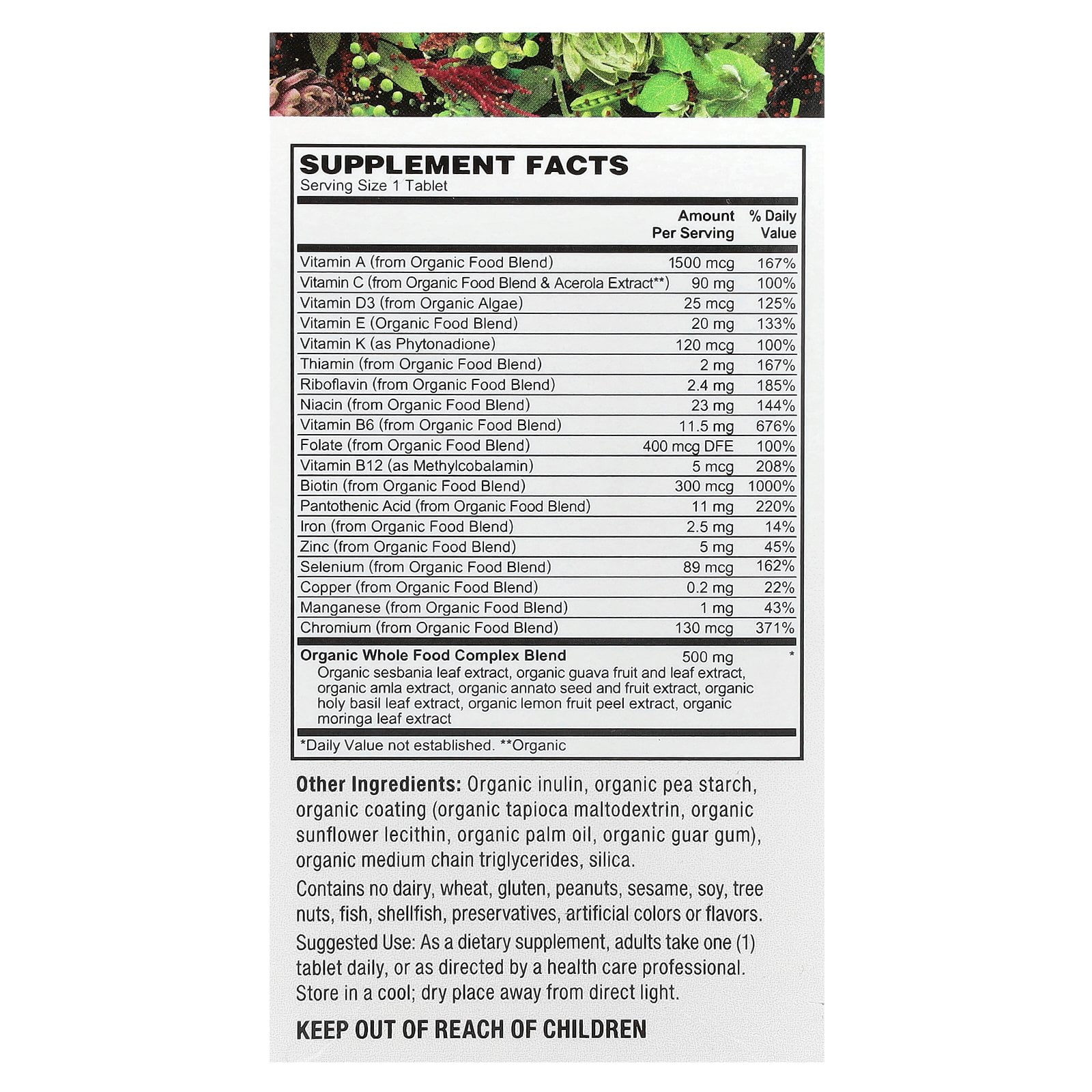 PlantFusion Women's One-A-Day Multivitamin, Organic Vegan, 30 Vegan Tablet