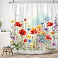 thumbnail image 3 of Watercolor Wildflower Shower Curtain With Hooks,60x72 Inch,Waterproof Polyester Floral Bathroom Decor, 3 of 4