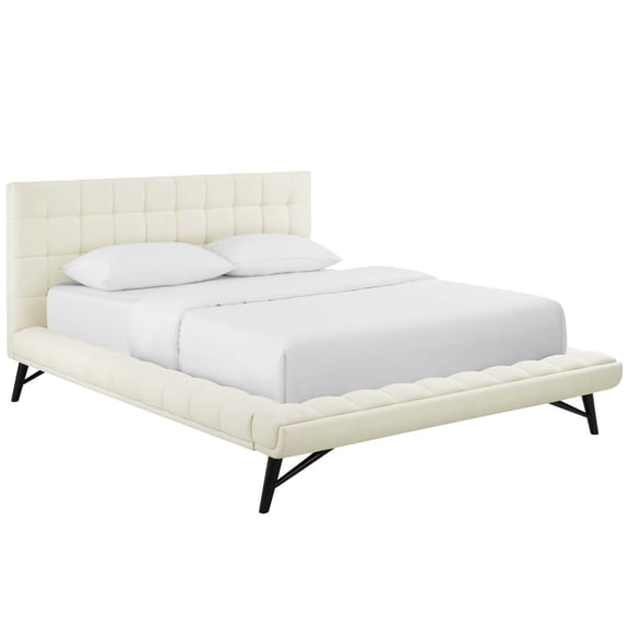 Julia Queen Biscuit Tufted Upholstered Fabric Platform Bed-MOD-6007