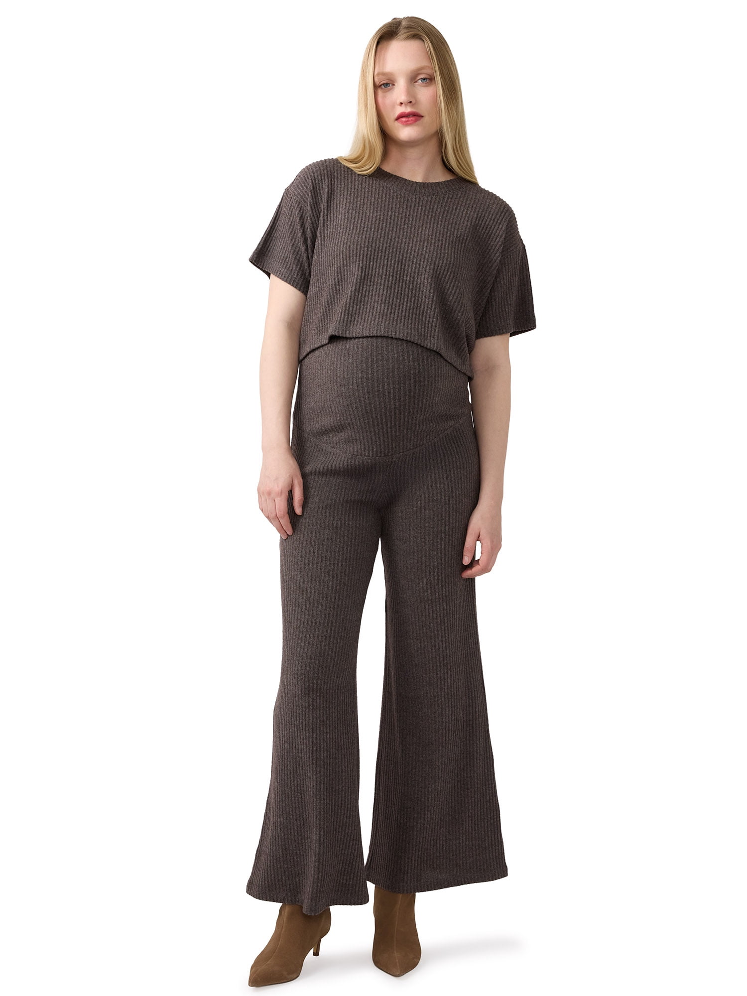 Ingrid & Isabel For Every Belly Women's Short Sleeve Maternity Ribbed Top, Sizes S-XXL