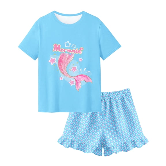 Girls Pajamas Summer Toddler Girl Pajamas Sets Short Sleeve Girls' Cute Sleepwear Pjs Size 3-10