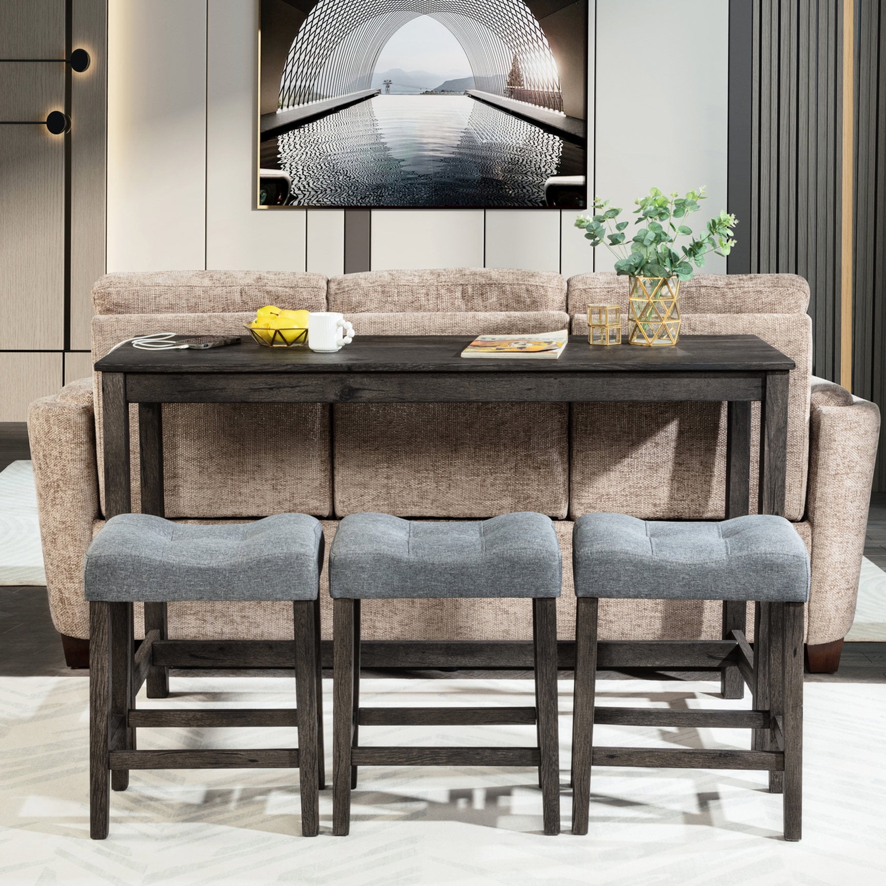 Durable Legs and Power - Behind Couch Table Set for Relaxing in Living Room