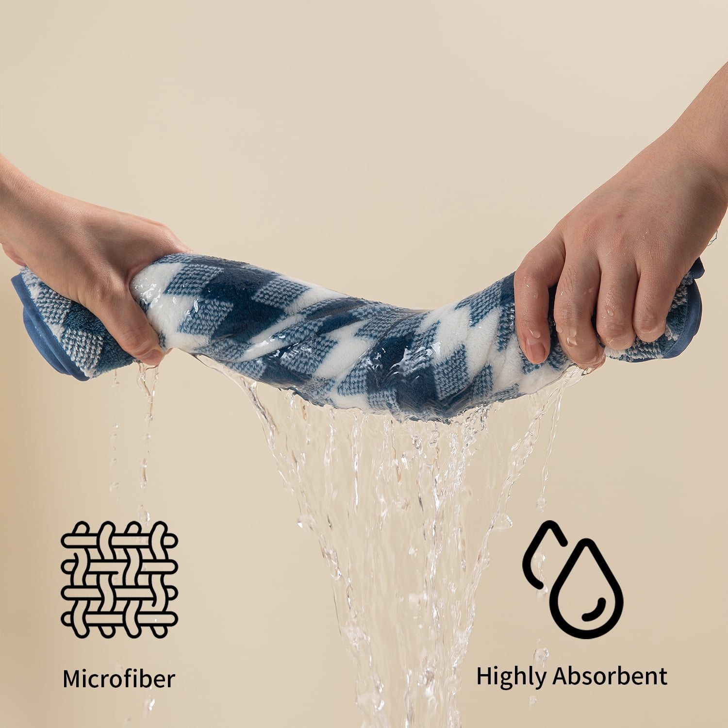 Beartech 12 Piece Hand Towel Set, Ultra Soft and Highly Absorbent Microfiber Towels 600GSM Quick Dry 16"x32" Hand Towels For Bathroom,kitchen-Blueberry