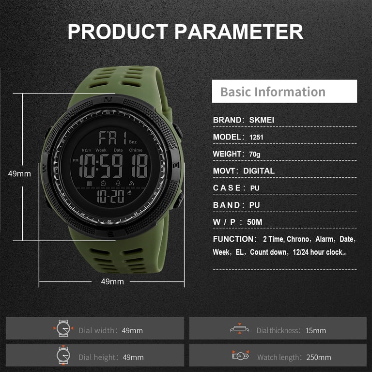 SKMEI Men's Digital Sport Watch Army Green photo 2