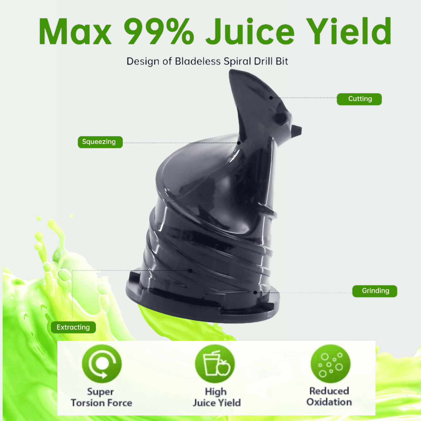 LIFERECORD Cold Press Juicer, 4.25" Extra Wide Mouth Masticating Juicer Machine, Easy to Clean Slow Juicer for Whole Fruits Vegetables, High Juice Yield, Self Feeding