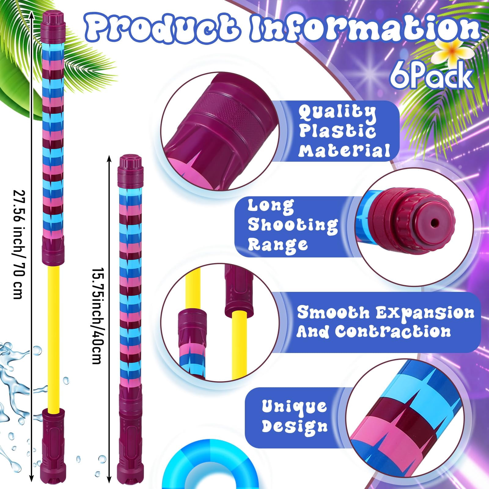 6 Video Game Water Blaster Shooters Summer Pool Beach Party Supplies