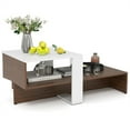 thumbnail image 2 of Modern Double Layered Dual Color Coffee Table | White & Brown Engineered Wood | 31" L x 16" W | 2-Tier Storage for Living Room, 2 of 9