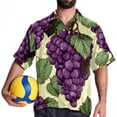 thumbnail image 4 of Grape Men's Short Sleeve Beach Shirts, Casual Button Down Poplin Printed Summer Tops - Unisex, 4 of 6