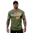 thumbnail image 4 of Mens 250 Anniversary USA Shirt Crew Neck Tops American Flag Tshirt Short Sleeve Tee Patriotic 1776-2026 Shirts 250th Anniversary Shirt Mens Tops Army Green L, 4 of 5