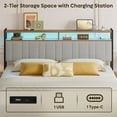 thumbnail image 6 of Pinmoco Headboard for King Size Bed with Storage, Linen Upholstered Head Board with LED Light and Charging Station, Gray, Headboard Only(Bed Frame Not Included), 6 of 10