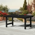 thumbnail image 5 of KINGYES All Weather Outdoor Dining Table with Umbrella Hole, HDPE Rectangular Patio Table for Backyard, Garden, Porch, Deck, Black, 5 of 9