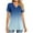 Blue, variant on Womens Tops Plus Size Short Sleeved V-neck Gradient Button Printed Top Blue XL