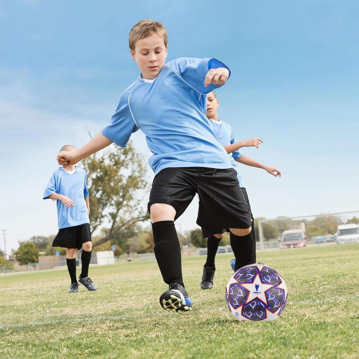 Premium Europe Cup Themed Size 5 Soccer Balls - Diverse Vibrant Colors, Ideal for Adult & Youth Players, Durable Construction for All - Weather Play