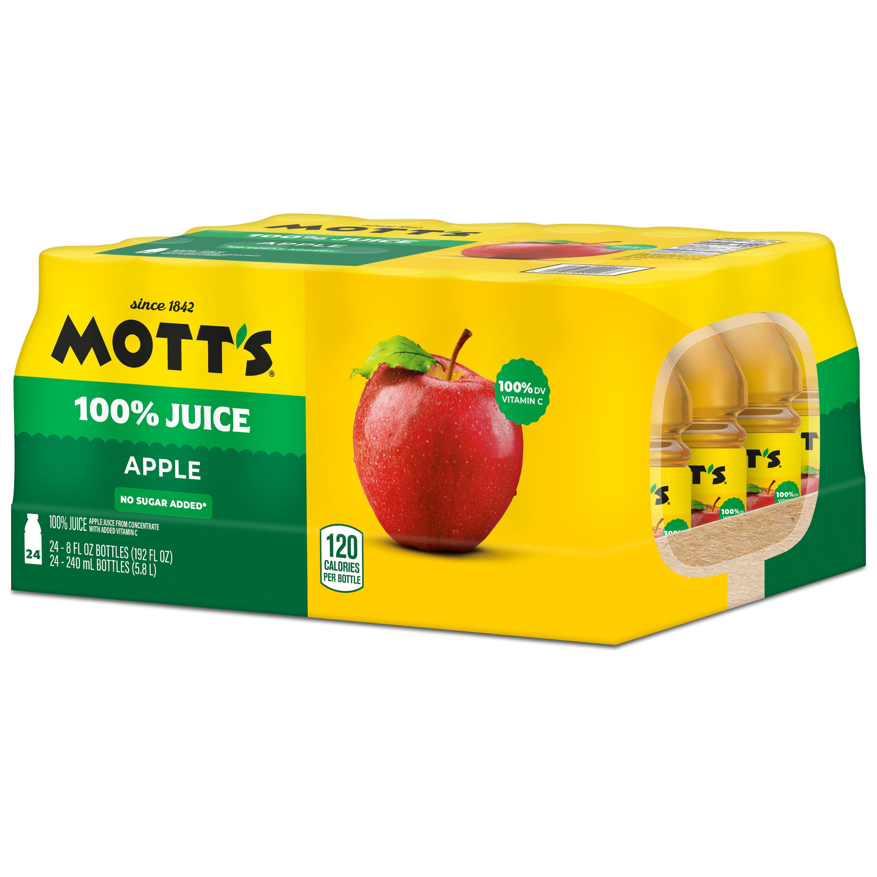 Mott's 100% Juice Original Apple Juice, 8 fl oz, 24 Count Bottles