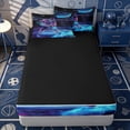 thumbnail image 4 of Erosebridal Neon Hockey Player Print Zipper Twin Comforter Sets with Fitted Sheet and 2 Pillowcases,Glow Skater Dark Rink Star Accent Zipper Bedding Set,Cyan Purple,4-Piece,Black Reversible, 4 of 6