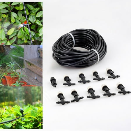 Patio Kits 33’ 1/4” Mist Cooling Kit Irrigation System for Garden Patio Greenhouse, with 10 Plastic Mist Nozzles ()