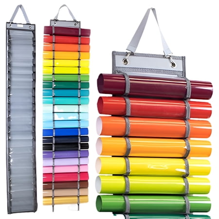 Firefly Craft Vinyl Organizer, Vinyl Roll Holder - Craft Vinyl Storage Organizer Rack - Wall Mount, Hanging Closet, Studio, or Over the Door Cricut Organizer - Cricut Accessories - 24 Compartments