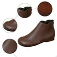 thumbnail image 6 of Womens Ankle Boots Casual Round Toe Splice Vintage Soft Leather Zip up Short Booties Comfy Nonslip Flat Heel Dress Boots Coffee Size 6, 6 of 6