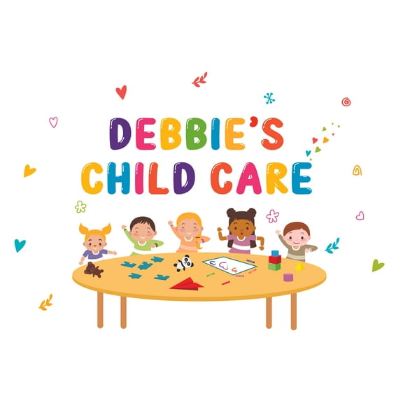 DAYCARE - Vinyl Multicolored Lettering Art Personalized Name Decoration Cartoon Design Removable Wall Decal - Kids Room Playroom Daycare Children Learning Center Adhesive Wall Decor Sticker 20" x 14"