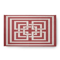 Simply Daisy 18 x 30 Greek New Key Nautical Chenille Rug, Ligonberry Red