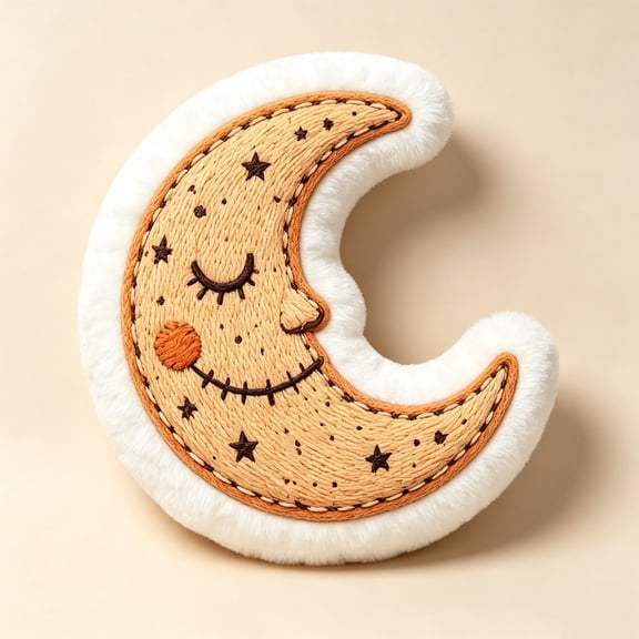 Crescent Moon Throw Pillow Embroidered Pillow 12 Inch Boho Celestial Decor for Nursery Bedroom Living Room Accent, 1 Pack